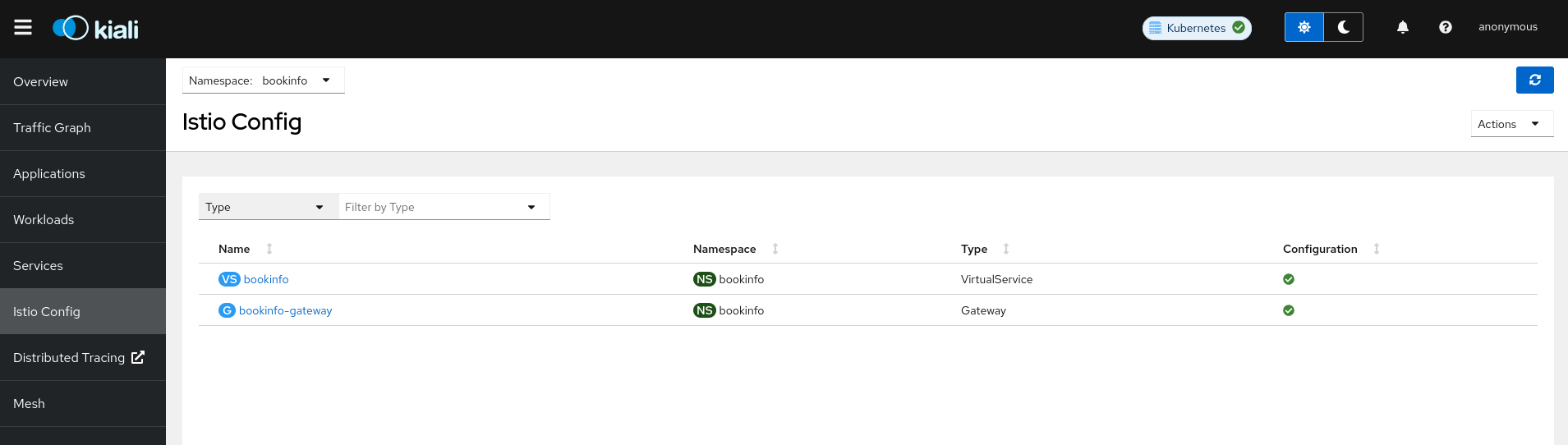Istio Config List